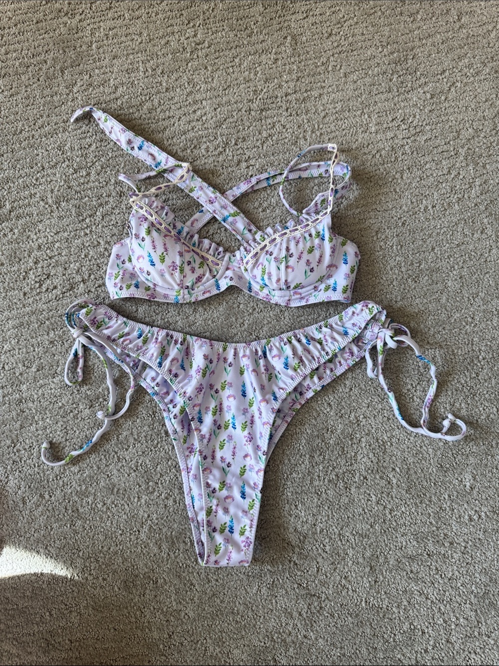 Strawberry Milk Mob Lavender Floral Bikini Set